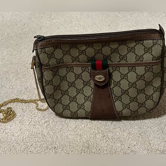 Gucci Handbags - AUTHENTIC Gucci Brown and Tan Crossbody Bag with Iconic Design